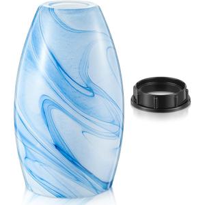Teenyyou 1 Set Oval Glass Lamp Shade 7.5" High x 4.7" Diameter Glass Pendant Lampshade Compatible with E26 Light Fixtures Lampshade Replacement for Kitchen Island Ceiling Pendant(Blue Marble Pattern)