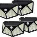 100 LED Solar Lights Outdoor Solar Wall Lamp PIR Motion Sensor Lamp Garden Home Decor Courtyard Waterproof Road Lights (Pack of 4)