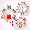 Hexagon Tonies Shelf Magnetic - Tonies Storage Shelf Set of 3 for Kids Room, Wooden Magnetic Display Shelf for Tonie Box Holder, Wall Floating Shelves Toy Storage Compatible with Tonie Accessories