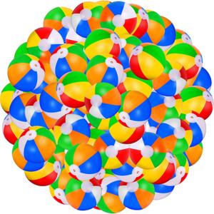 90 Pack Mini Beach Balls Bulk, 5-Inch Inflatable Rainbow Beach Balls for Kids, Ideal for Pool Toys, Beach Theme Party Decorations and Outdoor Games, Hawaiian Tropical Theme Decorations Supplies