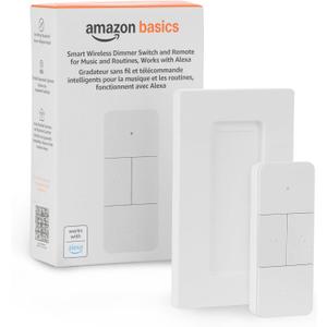 Amazon Basics Smart Dimmer Switch and Remote for Music and Routines, Compatible Echo Devices Required, Works with Alexa Only, No Wiring Required