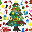 DIY Felt Christmas Tree with 32 Pcs Ornaments, 3.2Ft Felt Xmas Tree for Montessori Indoor Christmas Door Wall Windows Hanging Party Supplies New Year Decorations