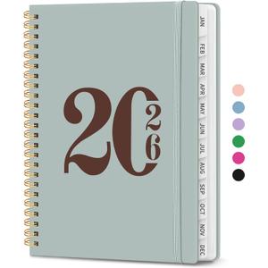 2026 Planner, Weekly and Monthly Calender Planner, Jan 2026 to Dec 2026, Hardcover 2026 Calendar Book with Tabs & Inner Pocket, Office Home School Supplies for Women & Men - A5 (6.3" x 8.5"), Dusty Blue