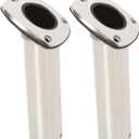 NovelBee 2-Pack Heavy Duty 316 Stainless Steel Fishing Rod Holders Flush Mount 30 Degree with Liner, Gasket (Without Cap)