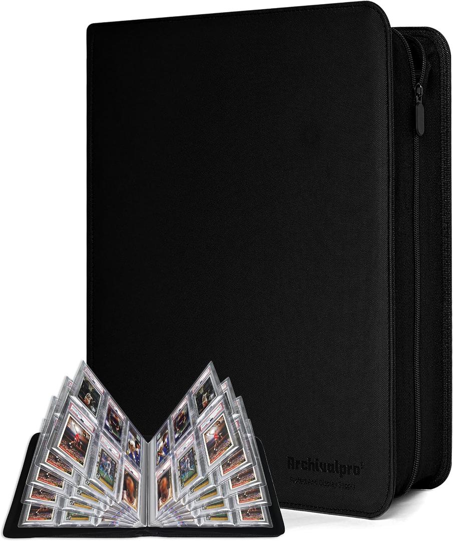 6 Pocket Graded Card Binder - Holds 60 PSA/SGC/BGS Slabs, Premium Archival Quality Display Album for Trading Card Collectors (Black)