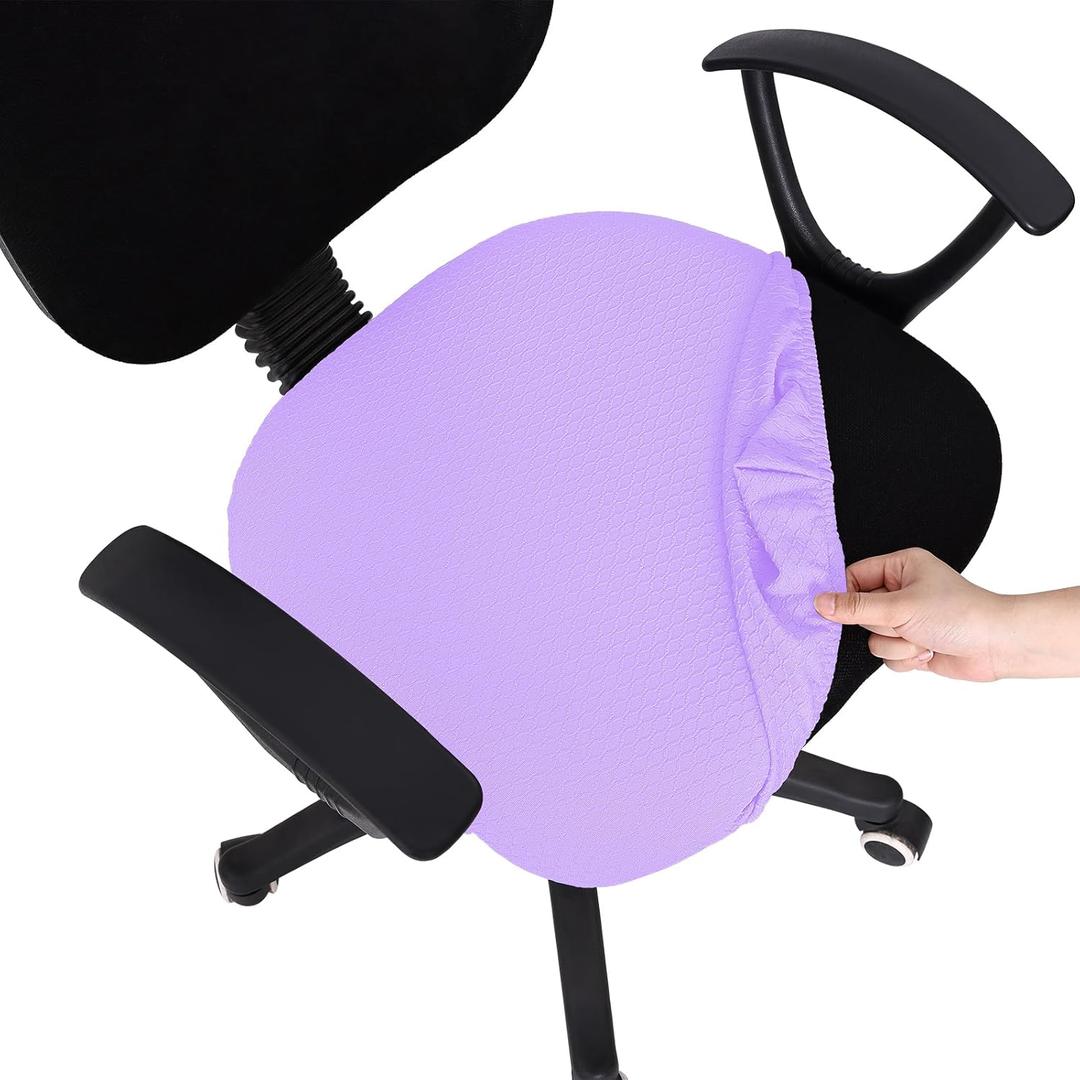 Smiry Stretch Jacquard Office Computer Chair Seat Covers, Removable Washable Anti-dust Desk Chair Seat Cushion Protectors - Lavender