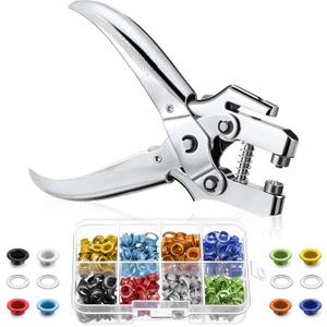 Honoson 3/16 Inch Grommet Tool Kit Eyelet Plier Set Hole Punch Grommet Hand Press Pliers with 200 Pieces of Eyelets for Shoes Clothes Bags(Multicolor)