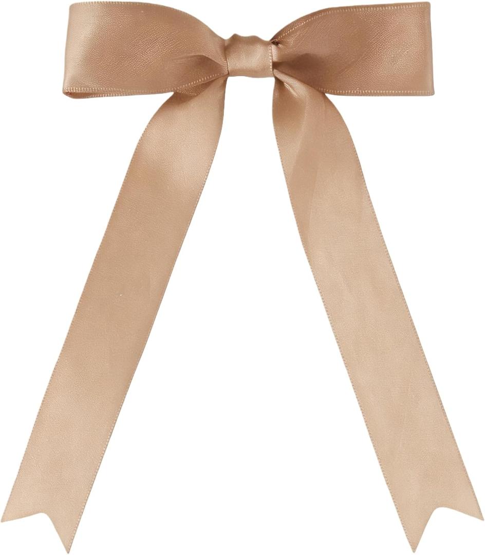 Meseey 30 Pcs Latte Satin Bows 6 X 10 Inch Premade Bows with Twist Tie for Wedding Florist Decor, Cake Pops,Christmas Tree & Gift Wrapping(Latte)