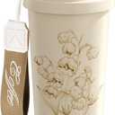 Ceramic coating Lined 100% Leakproof 316 Stainless Steel Vacuum Insulated Tumbler with Lid and Straw for Water, Iced Tea or Coffee, Smoothie and More (Bell Orchid-White, 18 oz)