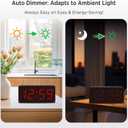 Peakeep Battery Operated Digital Clock, Alarm Clock for Bedrooms - Cordless Large Big Numbers 4 Dimmers for Seniors, Adjustable Volume Loud Alarm Clock for Heavy Sleepers Adults (Red Digits)