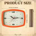 2 Pcs Retro Wall Clock ModernMid Century Decoration Silent Non Ticking Blue Orange 10 Inch Rectangular Retro Clock Battery Operated Vintage Wall Art for Living Room Office Kitchen Bedroom