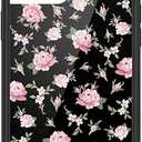 Wildflower Cases - Black & Pink Floral Case, Compatible with Apple iPhone 12 Pro Max | Vintage, Black, Pink, Trendy, Cute - Protective Black Bumper, 4ft Drop Test Certified, Women Owned Small Business