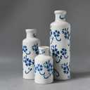 JHDACEDECO Blue and White Floral Ceramic Vase Set, 3 Pieces Small Flower vase for Home Decoration, Modern Farmhouse Decoration, Living Room,Table Shelf