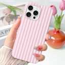 Hython for iPhone 14 Pro Max Case Cute Striped Aesthetic Design Simple Stripes Cover 6.7", Thin Slim Soft TPU Bumper Shockproof Rubber Protective Phone Cases for Women Girls Girly Boys, Pink and White