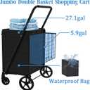 Heavy Duty Folding Shopping Cart for Groceries, Jumbo Grocery Carts with 360 Swivel Wheels, Waterproof Bag, Portable Utility Trolley for Daily, Laundry, Holds Up to 320 LBS
