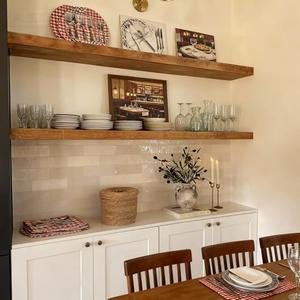 ROGMARS 60 Inches Long Walnut Floating Shelves | Rustic Solid Wood Farmhouse Wall Shelves with Invisible Brackets for Bathroom, Living Room, Bedroom, Kitchen Set of 2