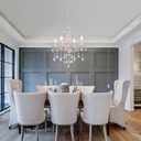 Plug in Crystal Ceramic White Chandelier, Glass Chandeliers,White crystal Hanging Pendant Light with Clear Cord and On/Off, 4 Light Crystal Chandelier for wedding, Kitchen, Dining,Foyer, Mini room