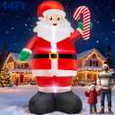 14 FT Giant Christmas Inflatable Santa Claus Outdoor Decorations,Blow Up Yard Decoration with Candy Cane Built-in LED Lights for Xmas Outside Decor Holiday Lawn Garden Party Decorations