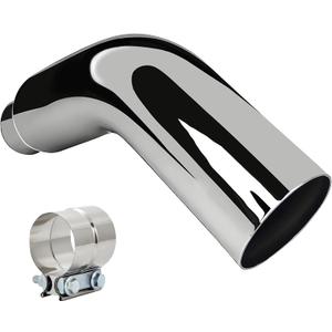 Universal 5" to 8" Exhaust Elbow Pipe with Steel Clamp - Silver Chrome or Black Painted for Car, Truck & Diesel