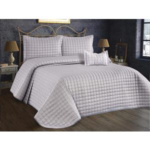 Store Bedspread Set Made of Cotton Satin, Bed Throw Double Bed 260 x 260 cm, Quilted Blanket with Pillow 60 x 80 cm, Sofa Throw Bed Blanket Quilted, All Year Round (Grey)
