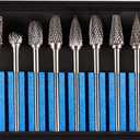 Luo ke 10 Pcs 6 x 2.35 mm Aluminum Cutting Burr, 3/32 Inch Shank Carbide Burr Bits For Rotary Tool Include Dremel