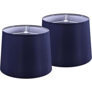 GOSO Blue Lamp Shades Set of 2, Faux Silk Lamp Shade Medium, 11×13×10 Inches Spider Drum Lampshades for Table Lamps and Floor Lamp Replace the Decorated Bedroom, Modern Living Room, Simple Assembly, Blue Natural