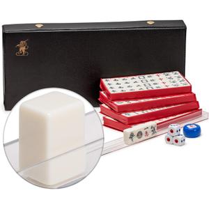Yellow Mountain Imports Mini Chinese Mahjong Travel Game Set, Little MJ with Extra Small White Tiles