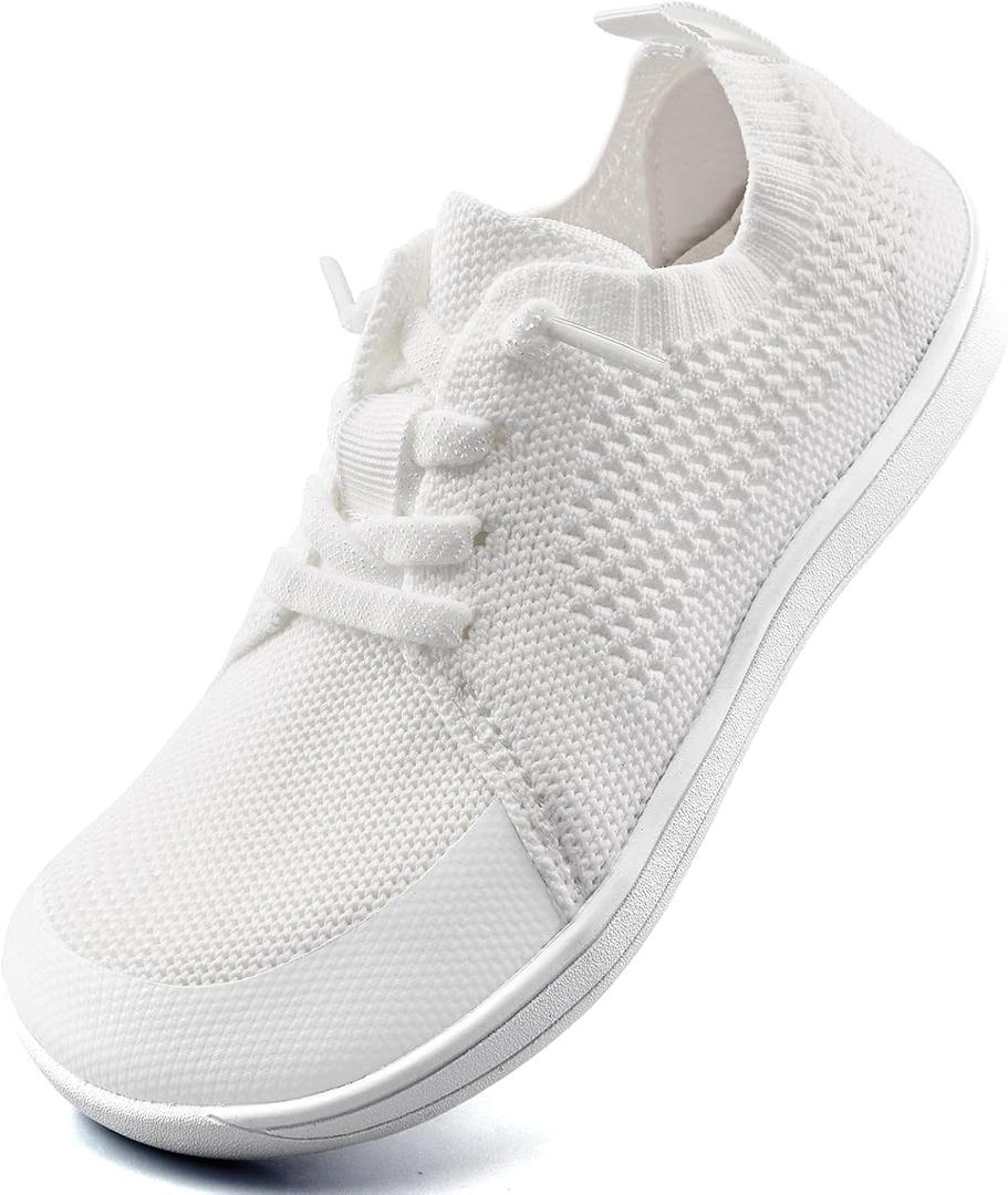 WateLves Toddler Little Kids Wide Barefoot Shoes Boys Girls Minimalist Sneakers Lightweight Breathable Walking Shoes | Naturally Splay | Flexible Fit (White, 31)