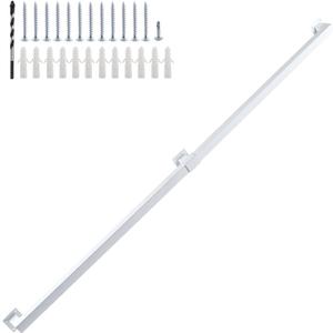 5FT White Industrial Handrail, Heavy Duty Galvanized Steel Railing Kit for Indoor and Outdoor Stairs and Steps, with Mounting Hardware