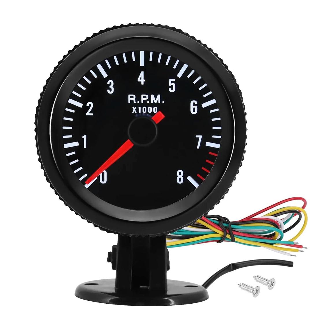 Universal 2" Tachometer 8000 RPM Meter with Gauge Holder for 12V Gasoline Car Engine 1-8 Cylinders