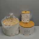 Canister Sets for Kitchen Counter with Wooden Bamboo Lids, Kitchen Canisters for Countertop, Stackable Steel Farmhouse Canisters for Potato Storage, Onion and Potato Storage Bins - Cream