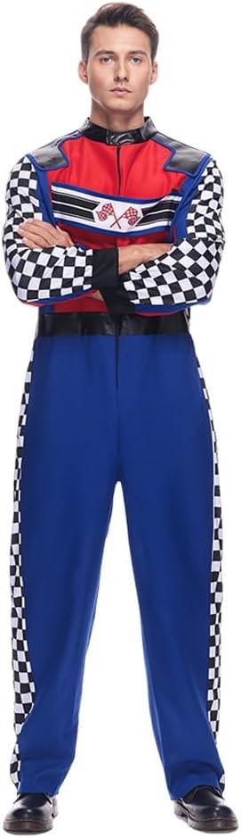 EraSpooky Men's Race Car Driver Costume Adult Halloween Finish Line Racer Outfits (Medium)