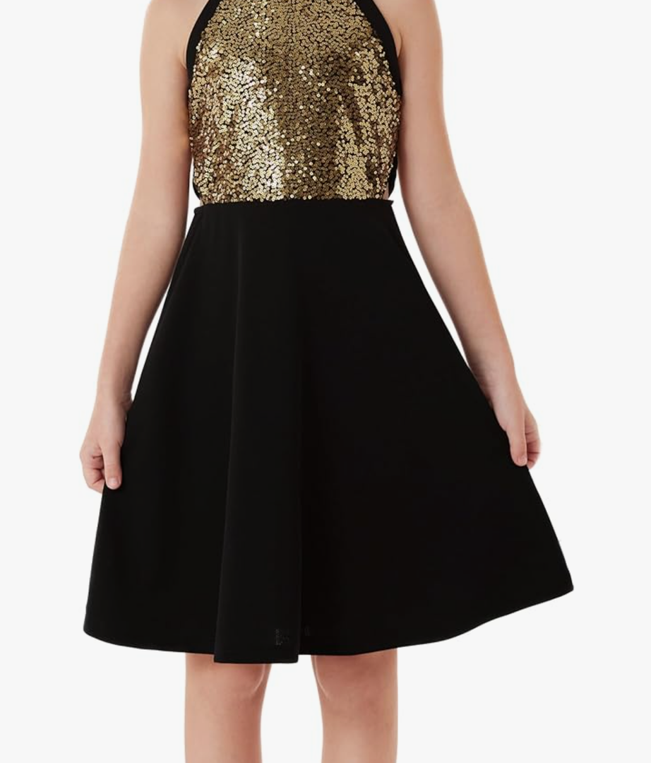 GRACE KARIN Girls Sequin Party Dress Holiday Birthday Dance Formal Halter Cutout Waist Trendy Prom Dress Size 12 Year