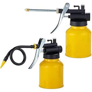 Hand Pump Oiler Can Professional Level 8 oz. Capacity Pump Oiler with Metal & Long Flex Spout