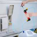 RV Antifreeze Hand Pump Kit Water Liquid Fuel Transfer Manual Pump for Gas Oil with 2 39.4inch Clear PVC Hoses 4 Clamps for Winterizing RV Trailer Camper Boat Winterization