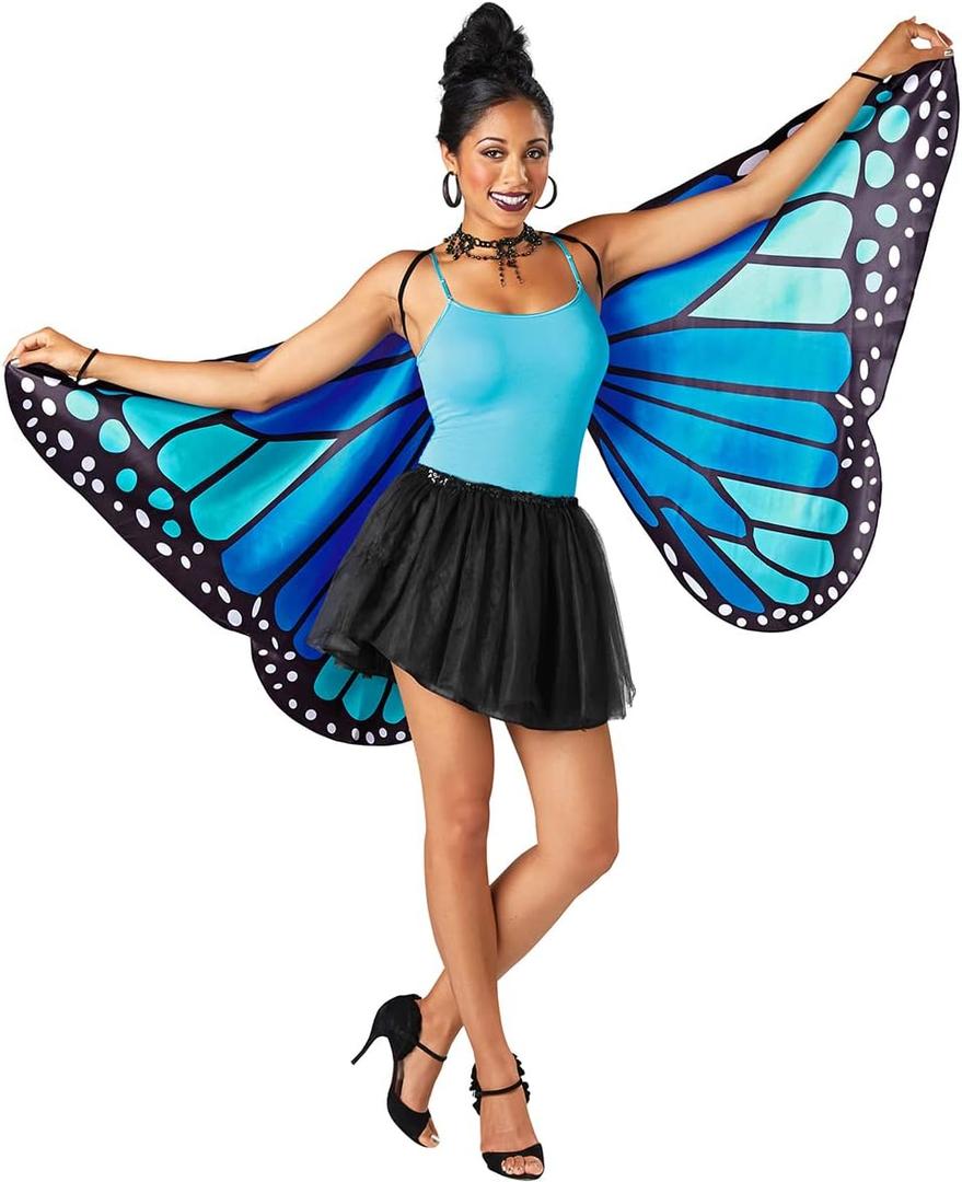 Seasons Adult Monarch Butterfly Cape Wings, Halloween Cape One Size for Women,Blue