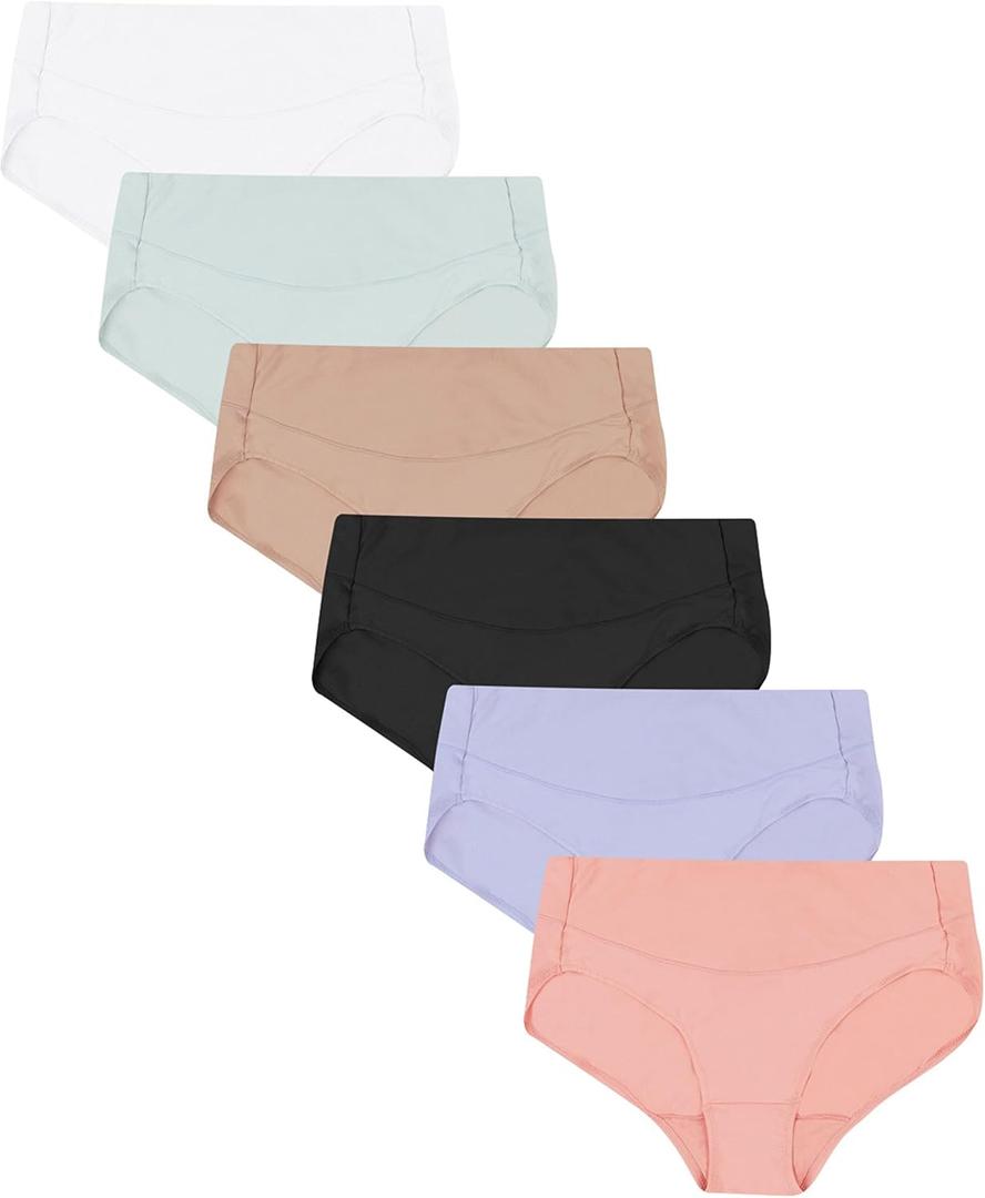 Hanes Women's Smoothing Microfiber No-Show Panties Pack, Moisture-Wicking, 6-Pack 