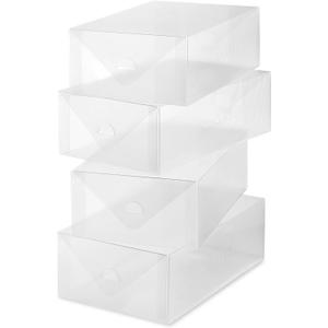 Whitmor Clear Vue Women's Shoe Box, Set of 4, White, 4 Count