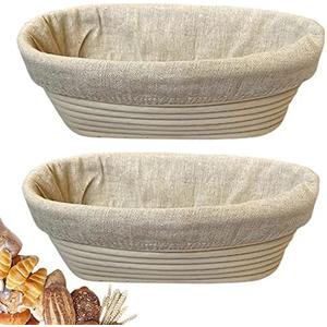 RoEsha 10 Inch Oval Bread Banneton Proofing Basket Set of 2, Sourdough Proofing Basket kit for Artisanal Baking – Bread Making Tools For Professional & Home Bakers (10 inch oval- 2 pack)