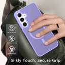 2 x for Samsung Galaxy S24 FE Case Compatible with MagSafe Slim Thin Hard PC Translucent Frosted Rugged Drop-Proof Shockproof Protective Case for Samsung Galaxy S24 FE (Purple)