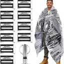 CloudTen Premium Quality Emergency Blanket Bundle | 10 Tear Resistant Blankets Plus Emergency Whistle | Reusable Emergency Mylar Blankets for Survival Gear and Supplies or Camping Essentials