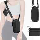 25/32/40 oz Water Bottle Holder with Strap, Water Bottle Bag Crossbody Insulation Water Bottle Holder with Small Purse, Adjustable Shoulder Strap (Black)