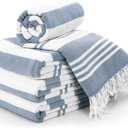 Utopia Towels - 4 Pack Turkish Beach Towel (40 x 72 Inches) - 100% Cotton Big Beach Towels Oversized - No Sand, Lightweight & Quick Dry - Prewashed for Soft Feel (Denim Blue)