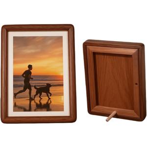 6x8 Picture Frame Wood With Glass, With 4.5x6.5 Mat, Natural Solid Walnut 6 by 8 Picture Frame, For Wall or Tabletop Display