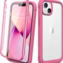 Diaclara Designed for iPhone 13 Case, Full Body Rugged Case with Built-in Touch Sensitive Anti-Scratch Screen Protector, Soft TPU Bumper Case for iPhone 13 6.1" (Strawberry Pink)