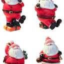 IMENE 4 PCS Small Santa Claus,Resin Santa Figurines Christmas Miniatures Ornament Christmas Santa Claus Decorations for Tabletop Xmas Party Supplies