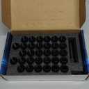 Set of 32, m14x1.5 Lug Nuts XL Spline for Silverado Suburban Express Sierra Ram 2500 3500 F250 F350 8 Lug Aftermarket Wheels Lug Nuts, Conical Bulge Seat, Closed End W/ 1 Socket Key, Black