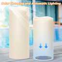 GenSwin Solar Outdoor Waterproof Flameless Candles, 4x810 Large Solar Rechargeable Pillar Candles, Sensor for Dusk to Dawn, for Outdoor, Lanterns, Pation, Home Decor(Set of 2)