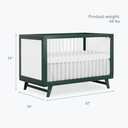 Dream On Me Carter 5-in-1 Convertible Full-Size Baby Crib, Olive & White, GreenGuard Gold & JPMA, Sustainable Pinewood, Converts to Toddler, Day & Full-Size Bed 3 Mattress Heights, Modern Design