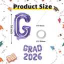 2 x KALOR Purple GRAD 2026 Banner Balloons, 16 Inch Mylar Foil letter Graduation Balloons 2026 Sign for Graduation Party Decorations, 8 Count